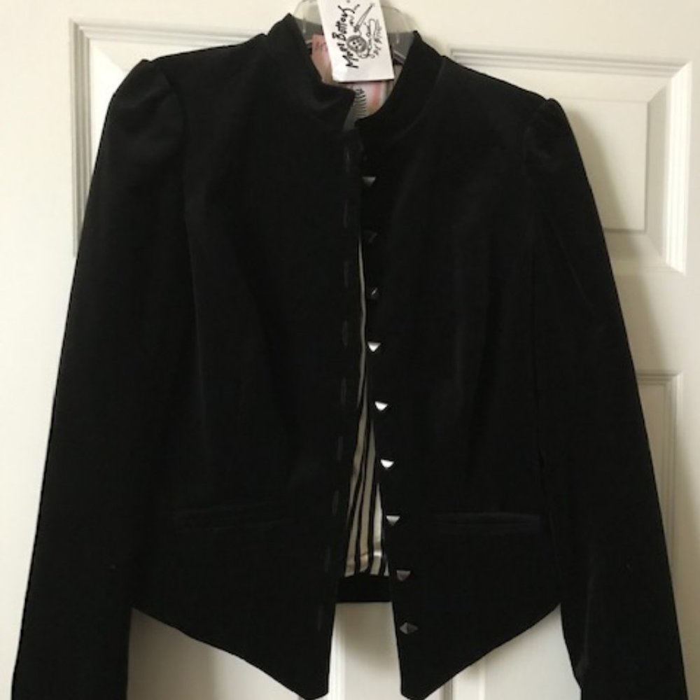 Betsey Johnson velvet jacket topper with striped lining